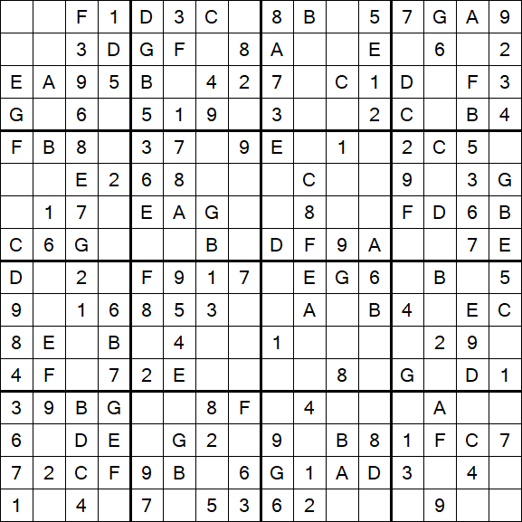Sudoku 16x16 - Easy
