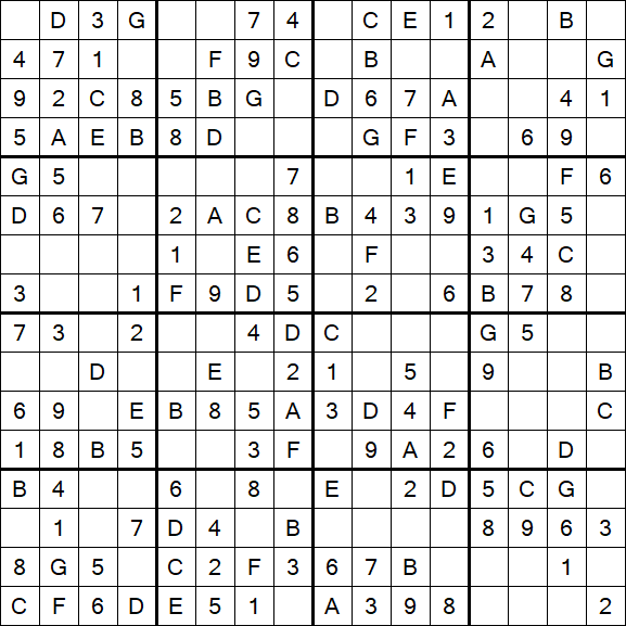 Sudoku 16x16 - Easy