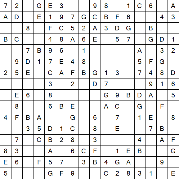 Sudoku 16x16 - Easy