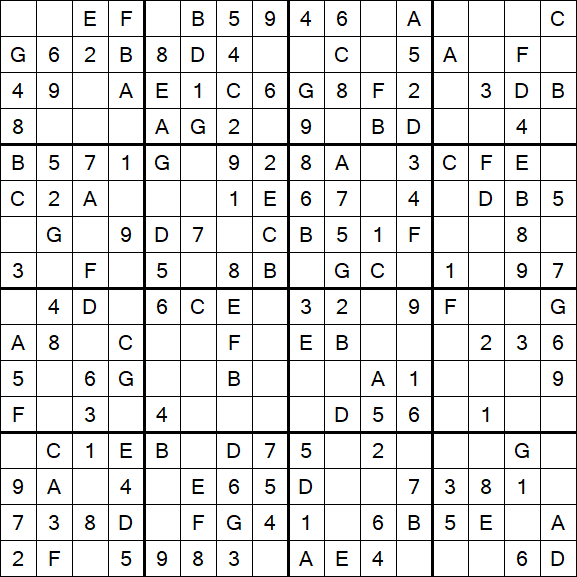 Sudoku 16x16 - Easy
