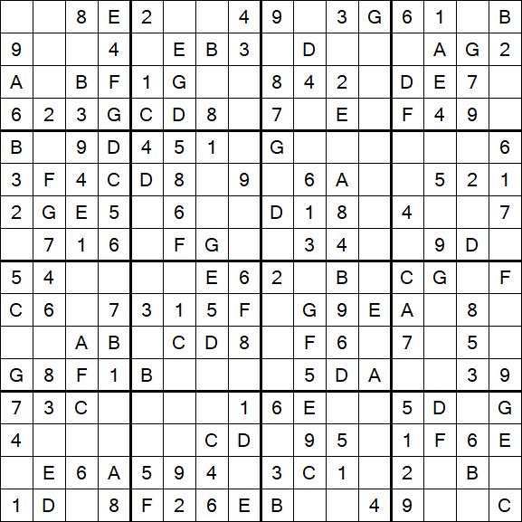 Sudoku 16x16 - Easy
