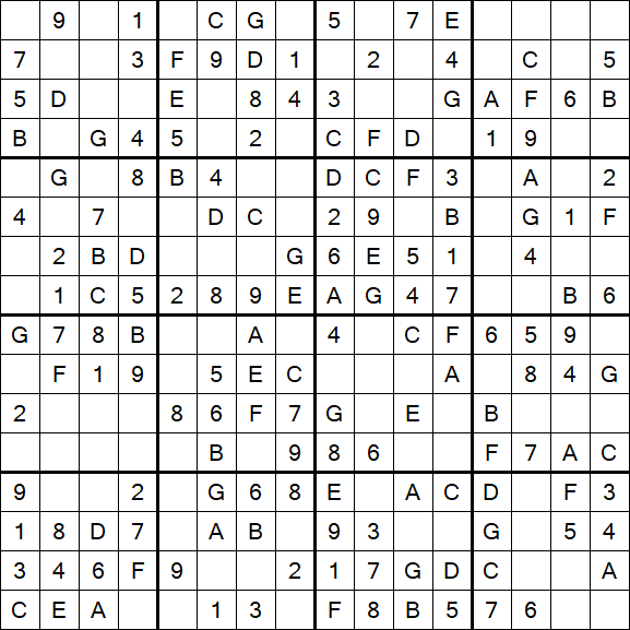 Sudoku 16x16 - Easy