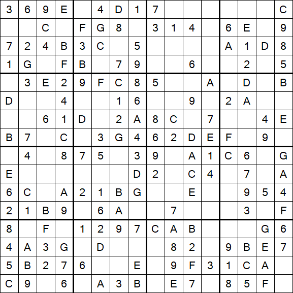 Sudoku 16x16 - Easy