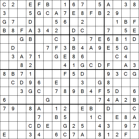 Sudoku 16x16 - Easy