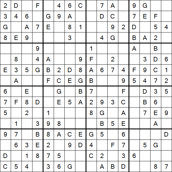 Sudoku 16x16 - Easy