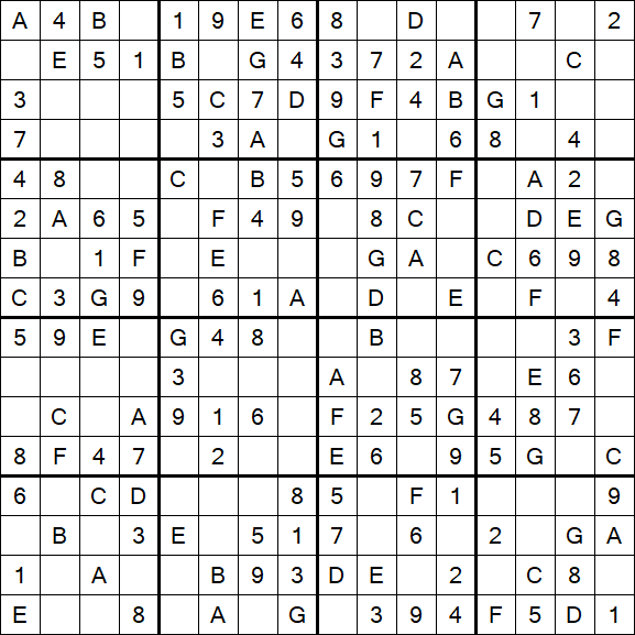 Sudoku 16x16 - Easy