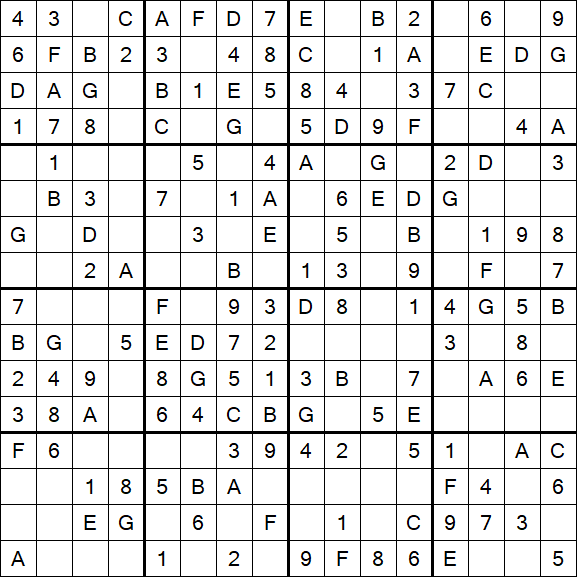 Sudoku 16x16 - Easy