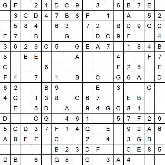 Sudoku 16x16 - Easy