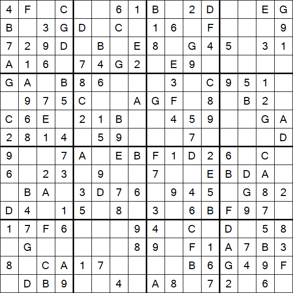 Sudoku 16x16 - Easy
