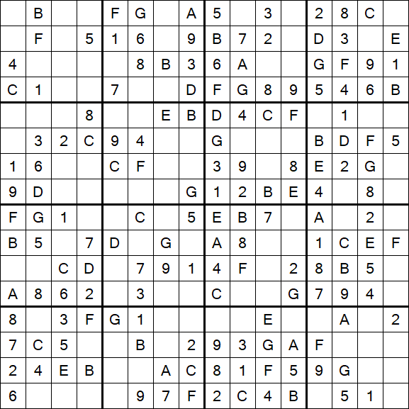 Sudoku 16x16 - Easy