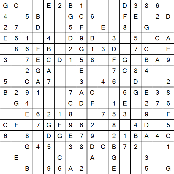 Sudoku 16x16 - Easy