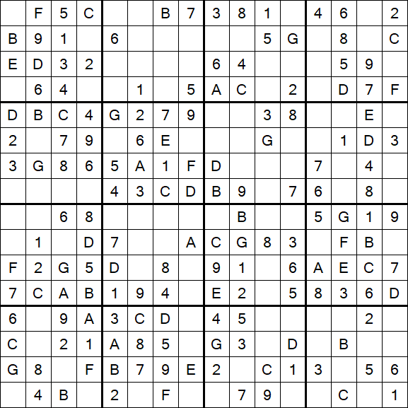 Sudoku 16x16 - Easy