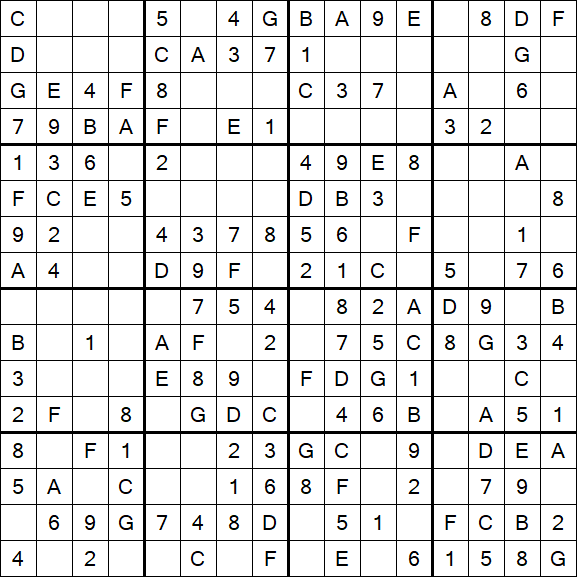 Sudoku 16x16 - Easy