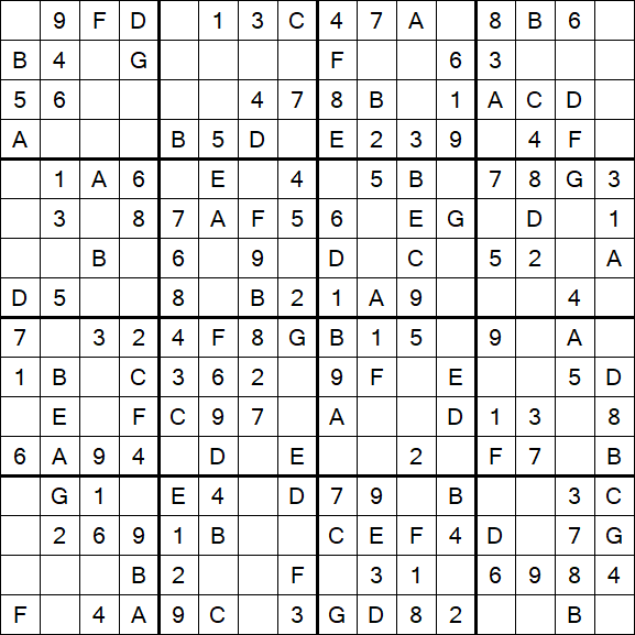 Sudoku 16x16 - Easy