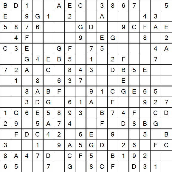 Sudoku 16x16 - Easy
