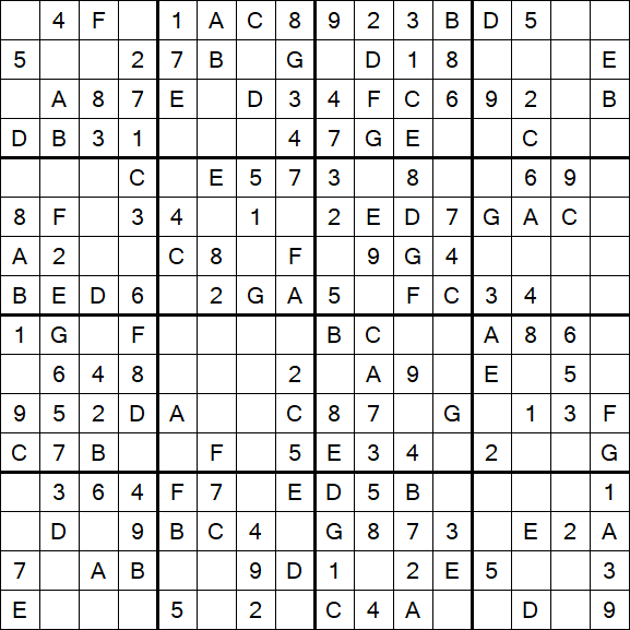 Sudoku 16x16 - Easy