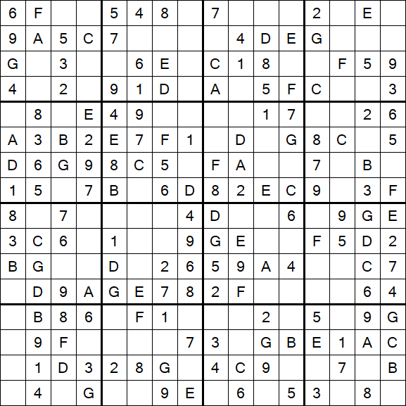 Sudoku 16x16 - Einfach