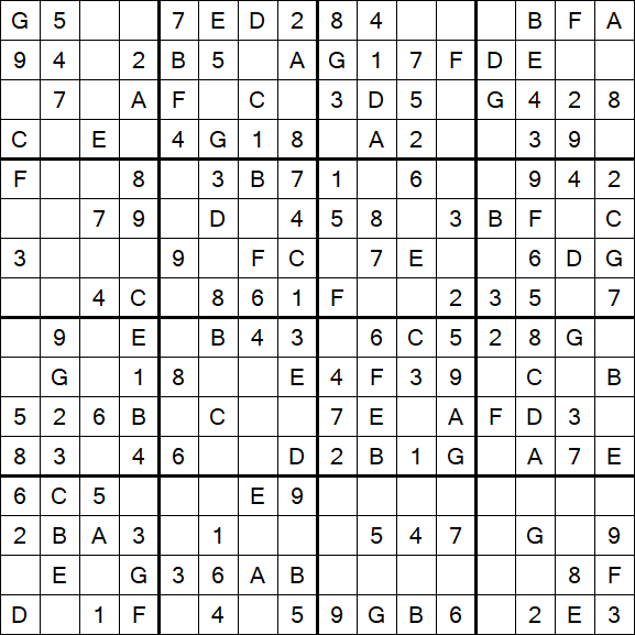 Sudoku 16x16 - Einfach