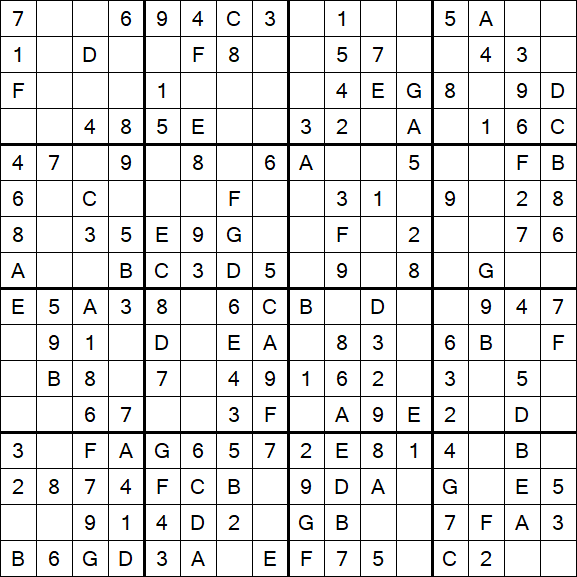 Sudoku 16x16 - Einfach