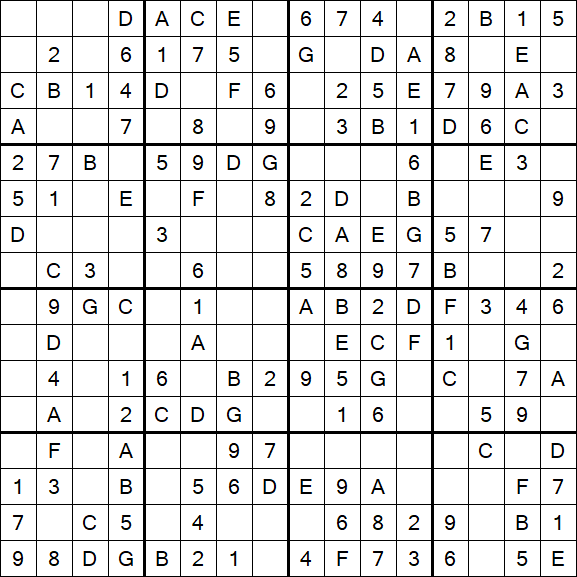 Sudoku 16x16 - Einfach
