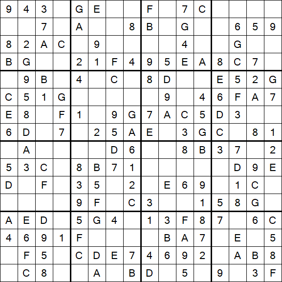 Sudoku 16x16 - Einfach