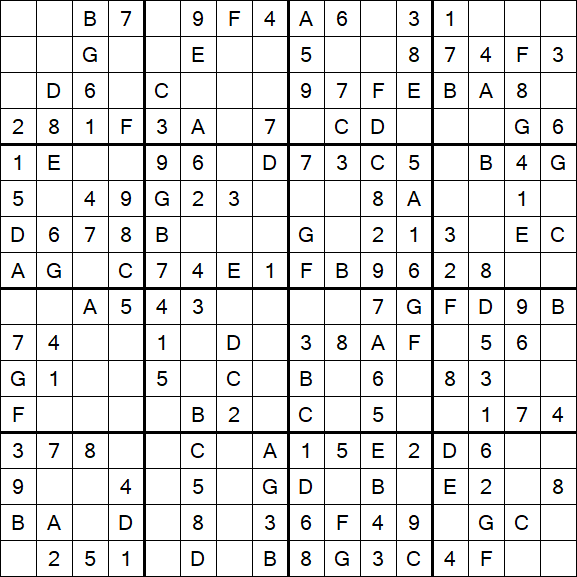 Sudoku 16x16 - Einfach