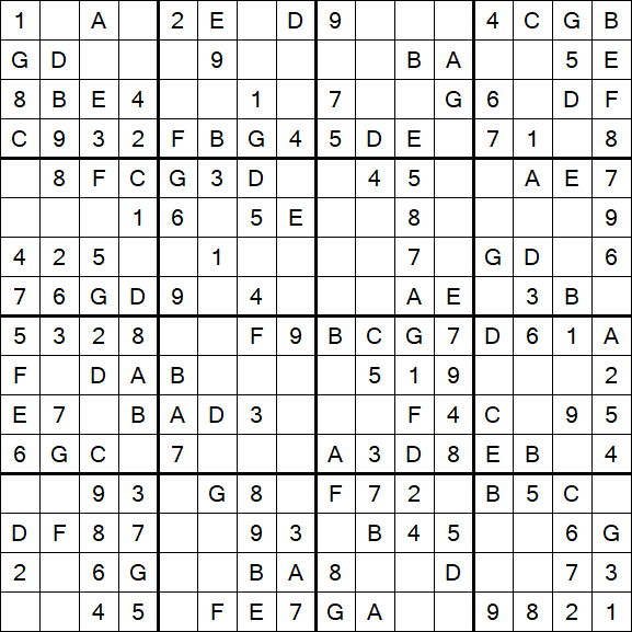 Sudoku 16x16 - Einfach