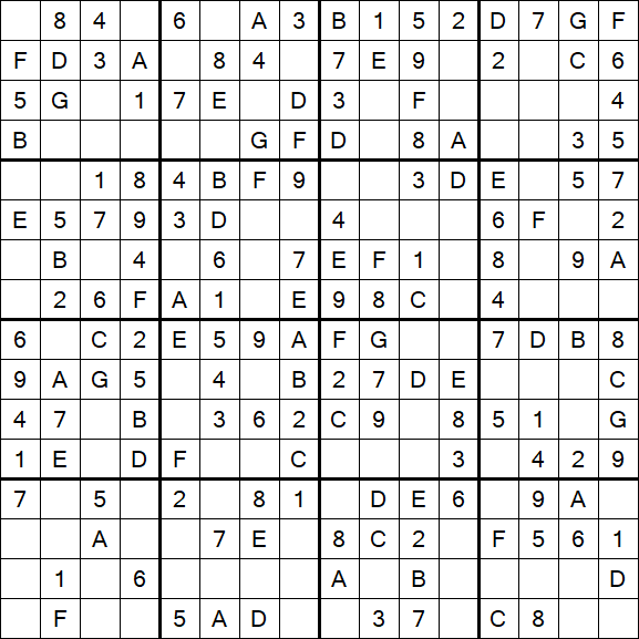 Sudoku 16x16 - Easy