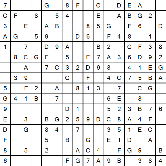 Sudoku 16x16 - Easy