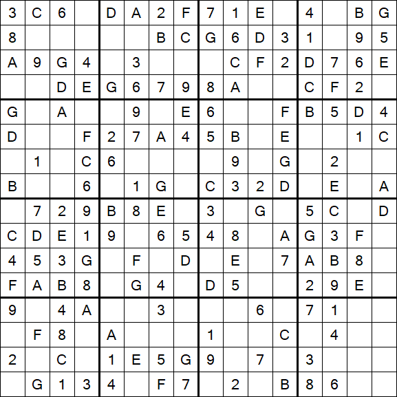Sudoku 16x16 - Easy