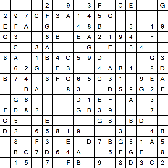 Sudoku 16x16 - Easy