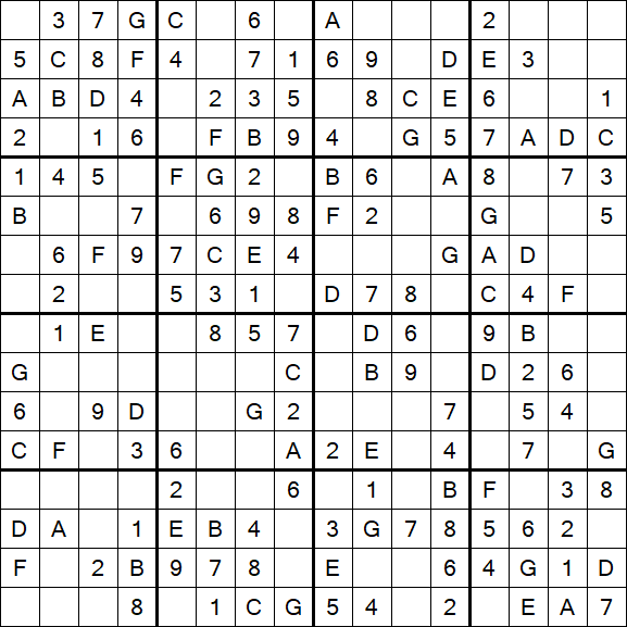 Sudoku 16x16 - Easy