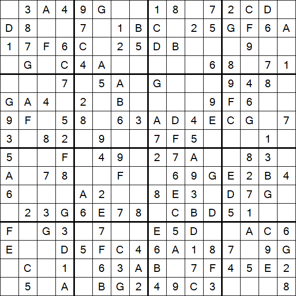 Sudoku 16x16 - Einfach