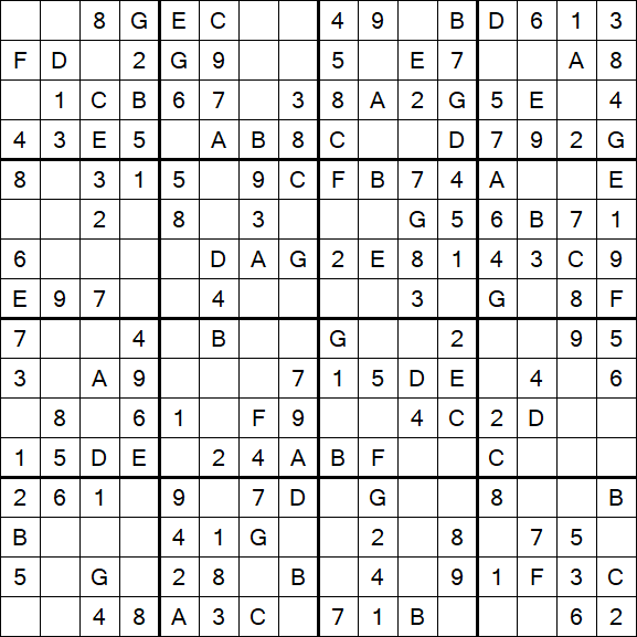 Sudoku 16x16 - Einfach