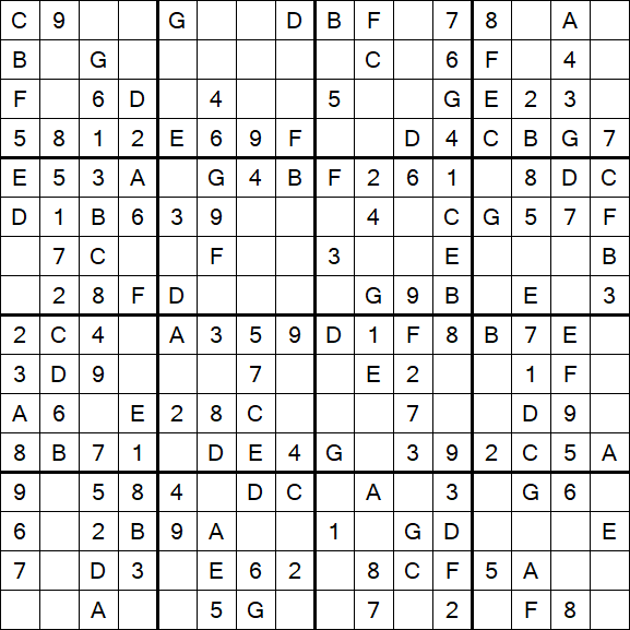 Sudoku 16x16 - Einfach