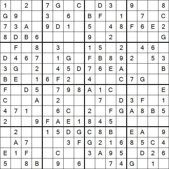 Sudoku 16x16 - Einfach