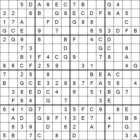 Sudoku 16x16 - Easy