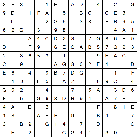 Sudoku 16x16 - Easy