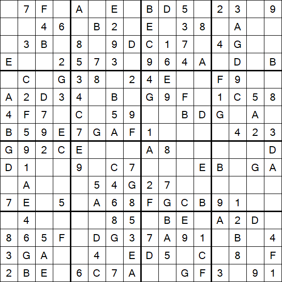 Sudoku 16x16 - Easy