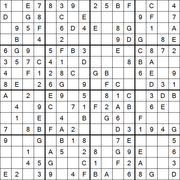 Sudoku 16x16 - Easy