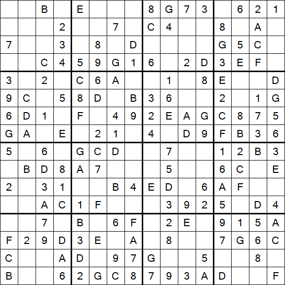 Sudoku 16x16 - Einfach
