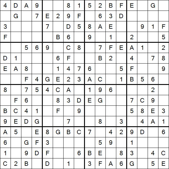 Sudoku 16x16 - Einfach