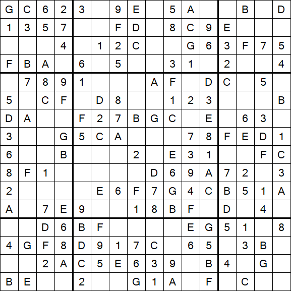 Sudoku 16x16 - Einfach