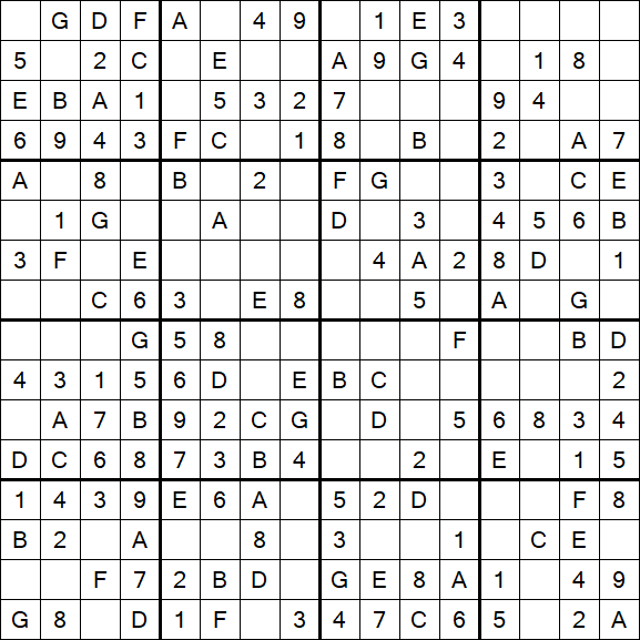 Sudoku 16x16 - Einfach
