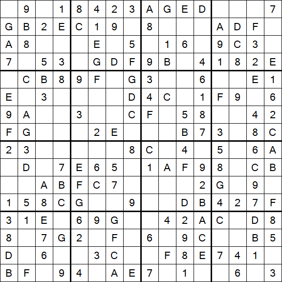Sudoku 16x16 - Easy
