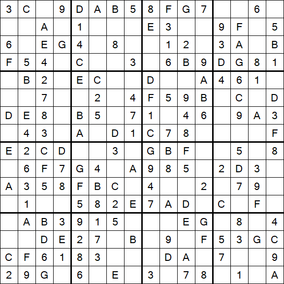 Sudoku 16x16 - Easy