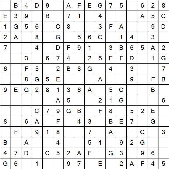 Sudoku 16x16 - Fácil