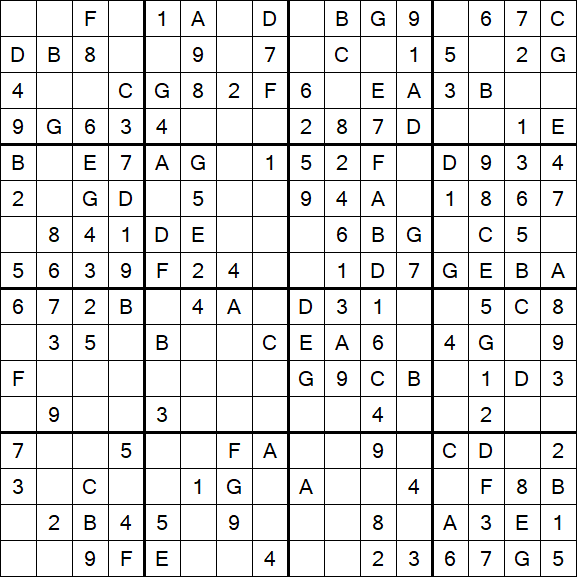 Sudoku 16x16 - Fácil