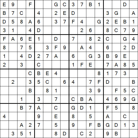 Sudoku 16x16 - Fácil