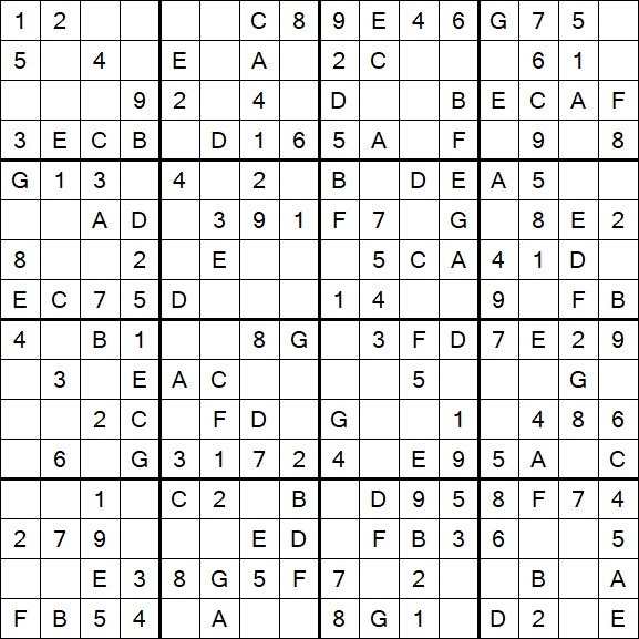 Sudoku 16x16 - Easy